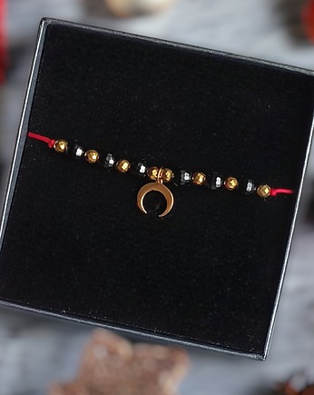 OCHRONNA bransoletka - czarny turmalin, lunula - PREMIUM, kaktusia