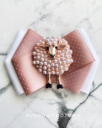 Brosza z niesamowitą Owieczka z perełek New, Pudrowy Różowy
