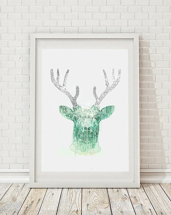 Plakat brokatowy jeleń A3 | skandynawski styl, Anita Tomala
