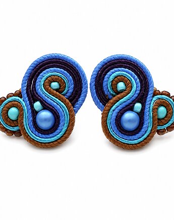 Brąz i niebieski- kolczyki sutasz, Mró Soutache