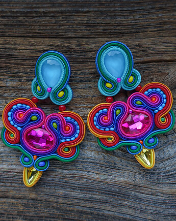 Duże i kolorowe kolczyki sutasz, Mró Soutache