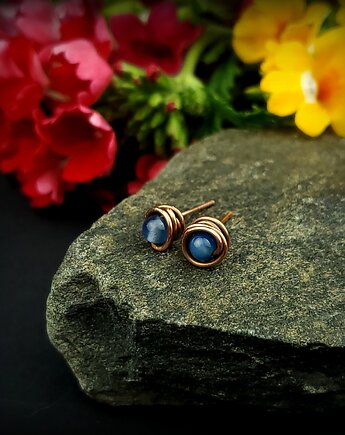 Kolczyki sztyfty z błękitnym agatem, Blue Pearl Art