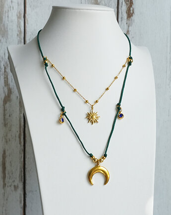 Długi regulowany naszyjnik z LUNULĄ i słońcem, AT NOON