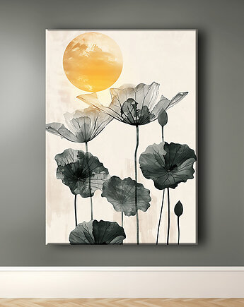 Lotus - Obraz na płótnie - Druk Blejtrama - Chiński Orient, Zen #18, Black Sapphire Art