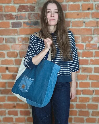 Lazy bag torba niebieska z jeansem no waste, hairoo