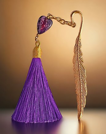 Zakładka PREMIUM : serce : jaspis cesarski : fiolet, kaktusia