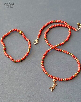 Dla kochającej jamniki Komplet wisiorek i bransoletka miły prezent handmade, Galeria Limart