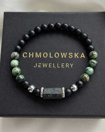 Bransoletka Męska Turkus afrykański i Turmalin, Chmolowska Jewellery