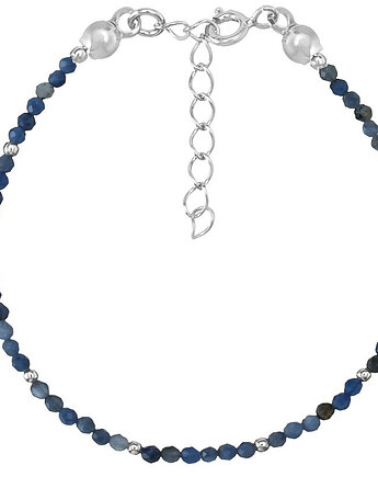 Bransoletka srebrna z kamieni naturalnych sodalit 2 mm, Bring Biżuteria