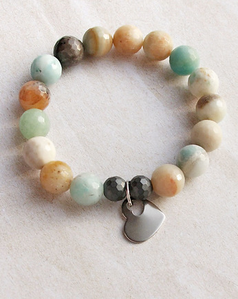 AMAZONIT & stal szlachetna : SERCE, kaktusia