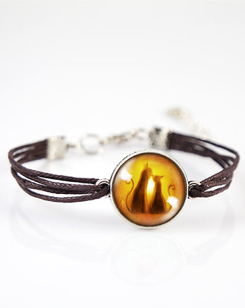 Bransoletka - Kotki - brązowa, sznurki, yenoo