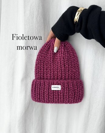 Czapka Lily 100% wełna *fioletowa morwa*, GANGSTA KNIT