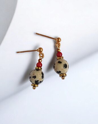 Kolczyki krótkie : INDIA: jaspis, koral, kaktusia