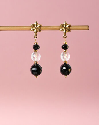 Kolczyki kryształ górski, onyks i gwiazdki, AT NOON