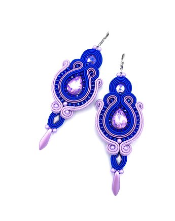 Kolczyki sutasz chabrowo lawendowe kolorowe Margo długie romantyczne, Katrina Rossa