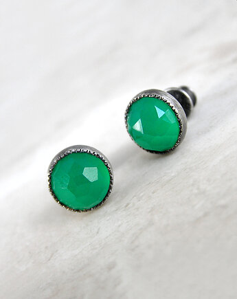 Kolczyki z zielonym agatem, srebro, Pastelove Jewelry