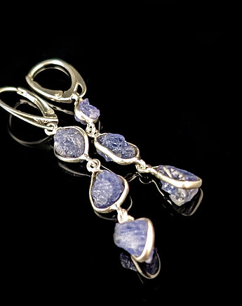 Kolczyki srebrne Surowe piękno tanzanitów, Pracownia Neores