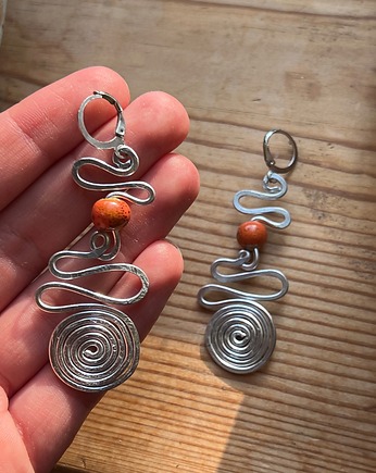Kolczyki spirale z ceramicznymi koralikami, Sielanka bags