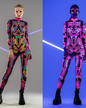 Rave Neon Flowers Illumination - Kombinezon z efektem UV, dirrtytown clothing