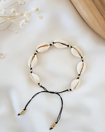 czarna bransoletka z muszelek, LEI handmade 