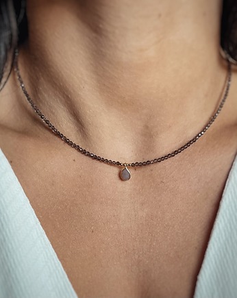 Naszyjnik kwarc dymny zawieszka chalcedon, Bring Biżuteria