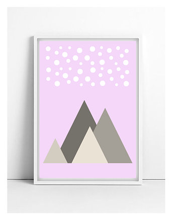 Plakat góry różowe tło, MUKI design