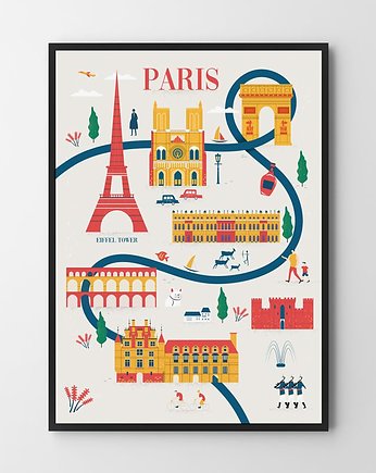 Paris - mapa plakat/ilustracja Paryż, HOG STUDIO