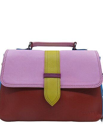 Torebka skórzana do ręki i na ramię, regulowany pasek, kolorowa eko OLIVKA, Olivka Warsaw