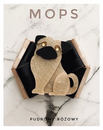 Kolekcja Pop Art Dog Brosza z MOPSEM  / PUG 1 szt, Pudrowy Różowy