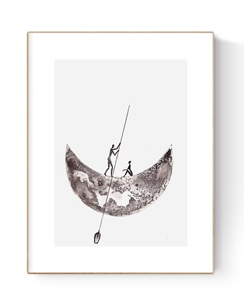 Grafika 21X30 malowana ręcznie na papierze, MiniMalArt