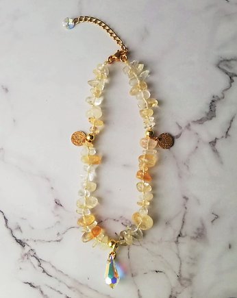 Bransoletka na stopę cytryn Wild Citrine z zawieszkami, AFRODITTE COLLECTION