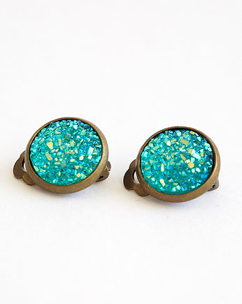 Klipsy - Druzy turkus -  brąz, yenoo