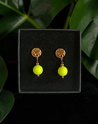 Swarovski neon pearls : neon yellow : drobne sztyfty, kaktusia