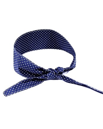 Retro opaska pin up granatowa w kropeczki, RękaProduction