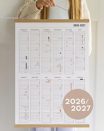 Planer szkolny 2026/2027 ścienny z naklejkami - Święta, Niedz. Handl 70x100, Follygraph