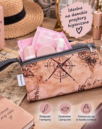 Etui do torebki etui na przybory higieniczne damskie etui retro mapa, Uszyciuch
