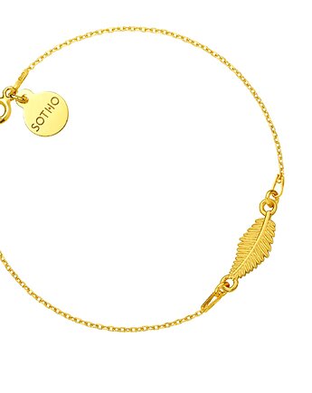 Złota bransoletka z liściem, SOTHO