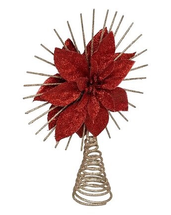 Szpic, czubek na choinkę, brokatowy, Poinsecja, 25 cm, MIA home