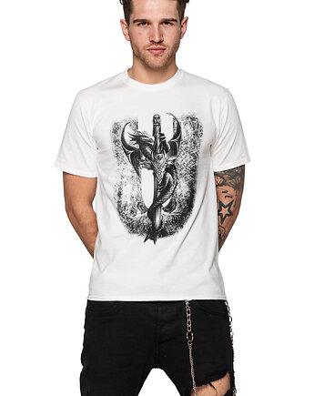 T-shirt męski UNDERWORLD Dragon biały, UNDERWORLD