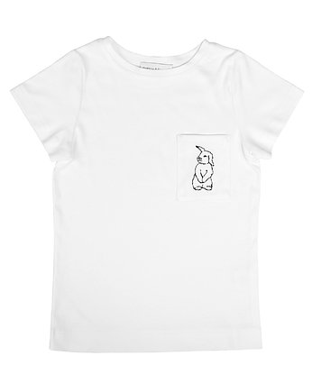 Biały T-shirt dziecięcy Premium z haftem Króliczek, Cotton & Sweets