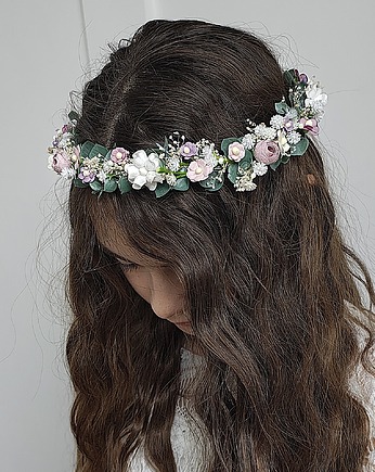 Wianek komunijny dla dziewczynki biel,fiolet, zieleń., Petite Dame