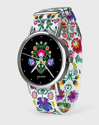 Zegarek - Folkowy czarny - folk biały, nato, yenoo