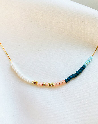 Delikatny pink turquoise naszyjnik boho styl, Anemon Atelier