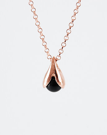 naszyjnik KONWALIA  z onyksem złocenie różowe, Monopolka