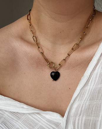 Naszyjnik łańcuszek Serce Agat, Chmolowska Jewellery