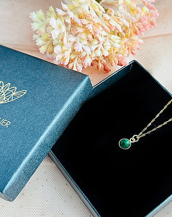 NASZYJNIK z nefrytem, zielony kamień, Anemon Atelier