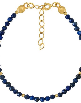 Bransoletka srebrna pozłacana z kamieni naturalnych lapis lazuli, Bring Biżuteria