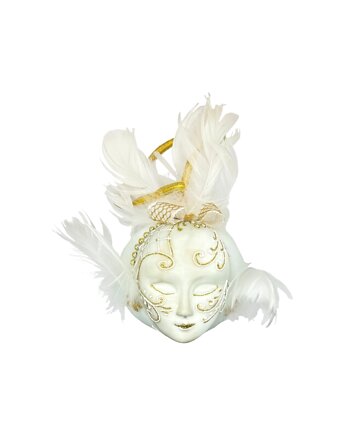 Bombka choinkowa: Szklana maska karnawałowa: biała, Syn Bombkarza