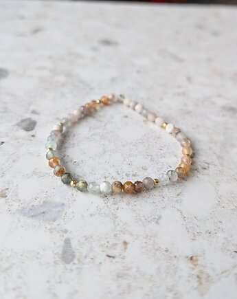 Fluoryt w kolorach ziemi i złocie - bransoletka na gumce, Moui