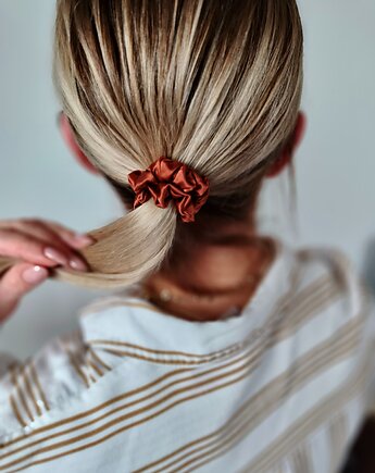 Gumka jedwabna, scrunchie, frotka copper sunset MINI, Capillum